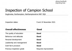 Campion is a Good School (Ofsted November 2021)
