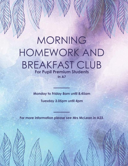 Morning Homework and breakfast club