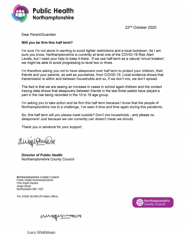 Letter from the Director of Public Health Northamptonshire